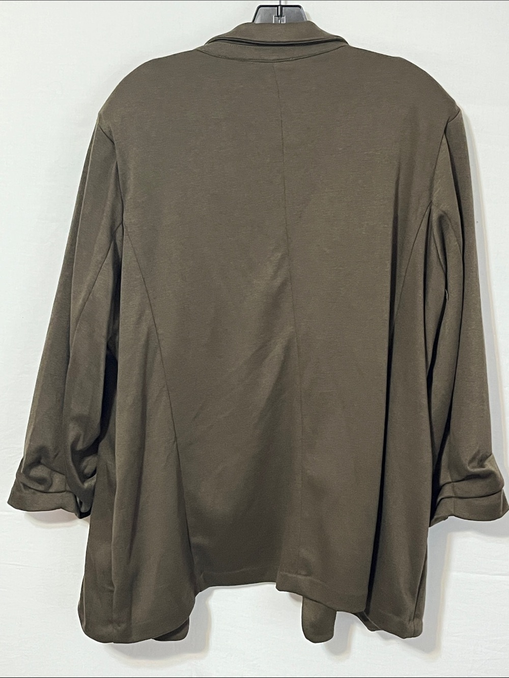 Philosophy Olive Open-Front Blazer Shacket Oversized 2x 💚 Padded Shoulder Pads - Picture 5 of 8